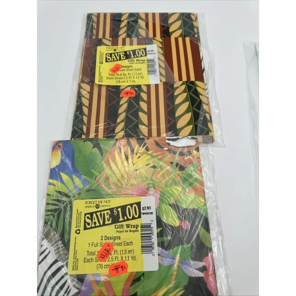3 Packs Vintage Forget Me Not Gift Wrap Safari And Love Theme